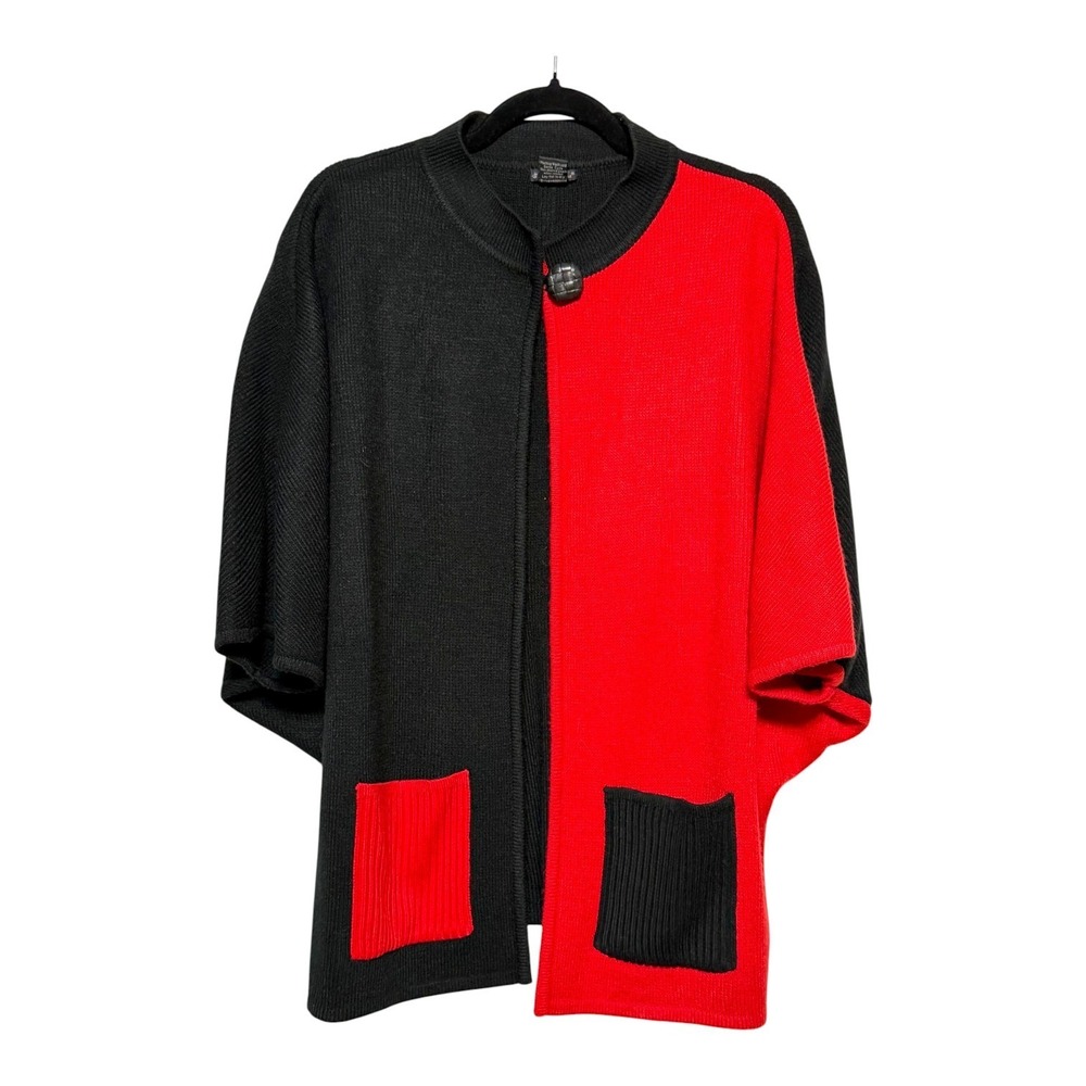 Avant Garde Colorblock‎ Poncho Cardigan Womens 1X Maximalist Vintage Statement